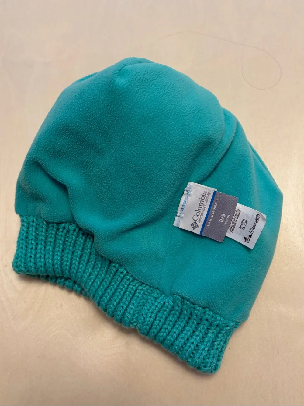Columbia Kids' Purple & Teal Heart Knit Fleece Beanie, Girls O/S - NWT